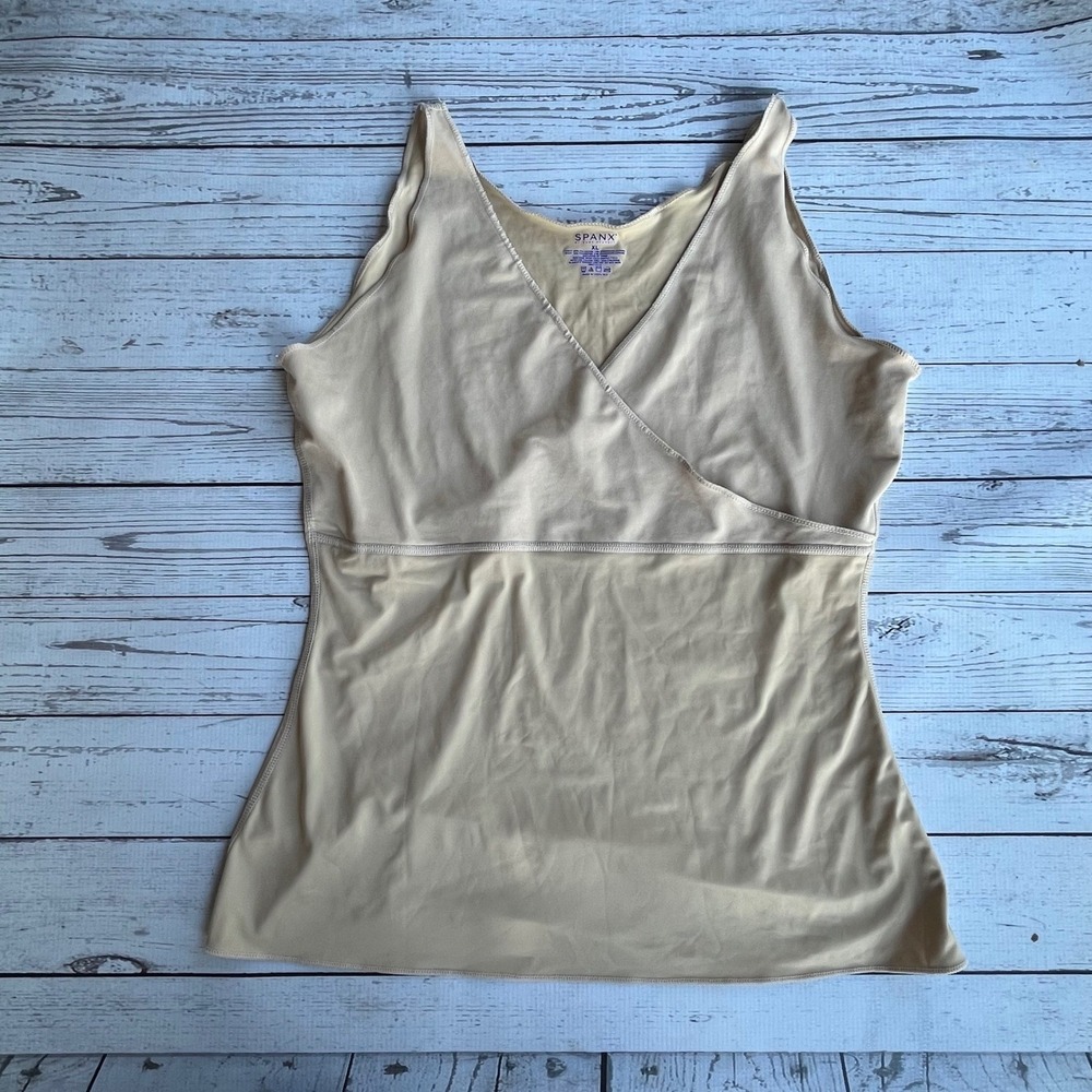 Spanx Beige V-Neck Crossover Shapewear Camisole Tank Top Womens XL Layer Shaper